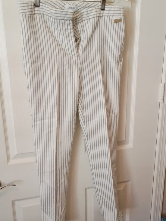 Calvin Klein Pants - Calvin Klein White Pants with Pinstripes Size 12